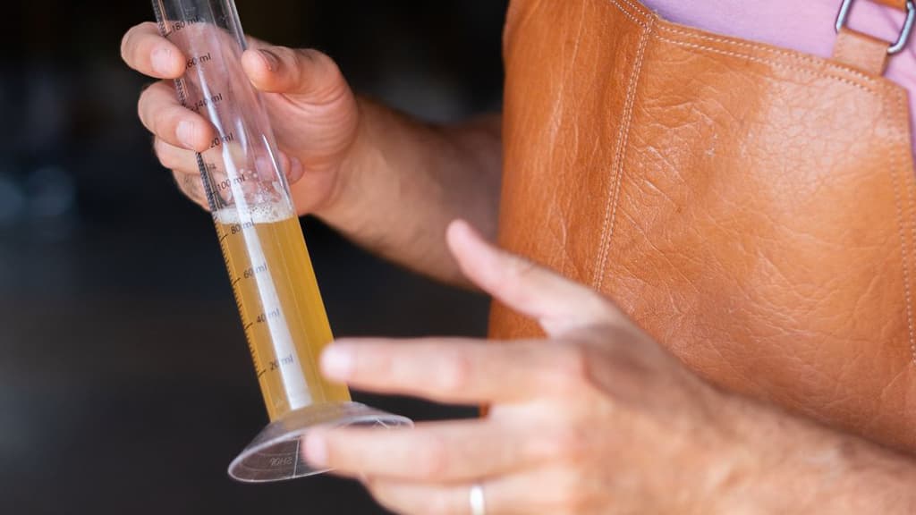 A sample of Blas' beer